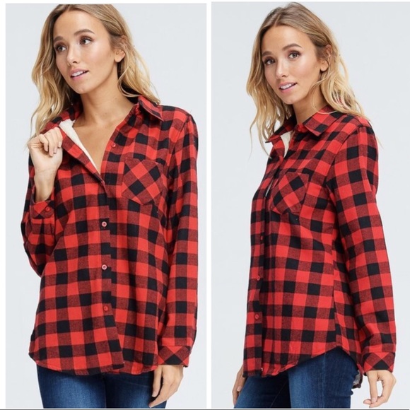 Penna&Pine Jackets & Blazers - (LAST ONE) Plaid Sherpa lined top/ Jacket